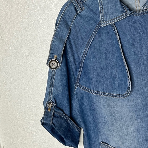 NWT Chico’s Denim Trench Jacket Sz 1 - Picture 4 of 7